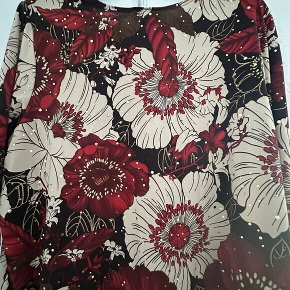 Maggie Barnes Womens Top OX Dark Floral 3/4 Sleeve Metallic Whimsigoth‎ Fairy - Picture 7 of 11